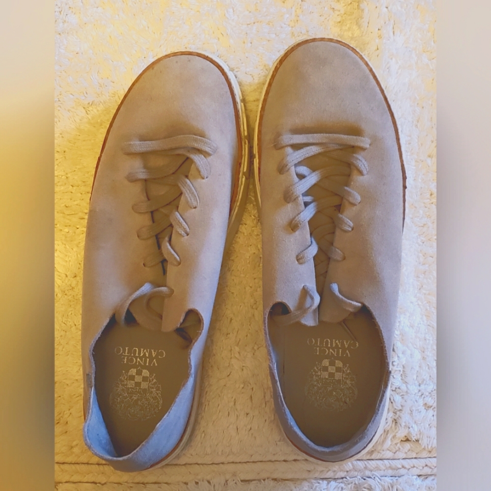 Vince Camuto Raiza Grey Gray Nubuck Suede Platform Sneaker Women's 10